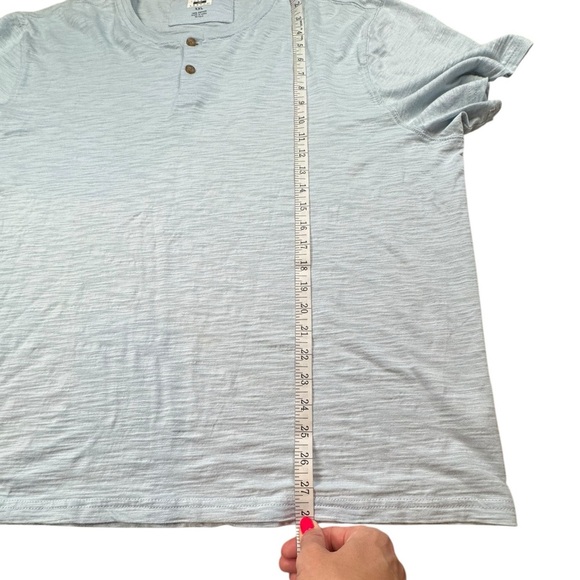 Joseph Abboud Shirt Mens XXL Cotton Henley Round Neck Button Blue Woven B212 - Picture 8 of 9